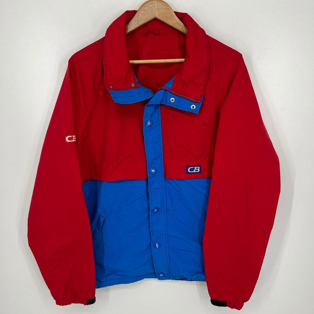 Vintage CB Sports Men Red Blue Colorblock Windbreaker Jacket Large 90s